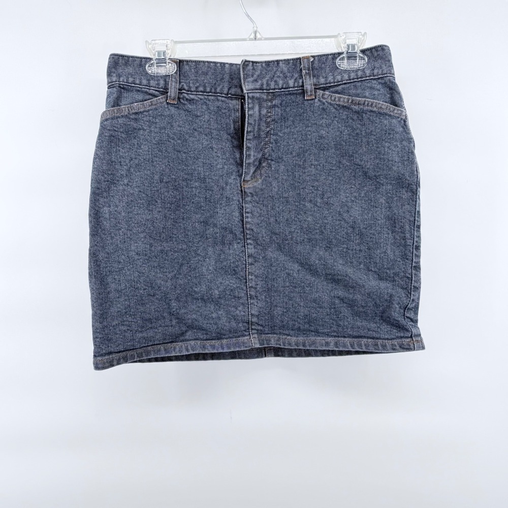Vintage GAP Hip-Hugger Stretch Denim Mini Skirt Womens Size 8 Dark Wash Y2K Jean